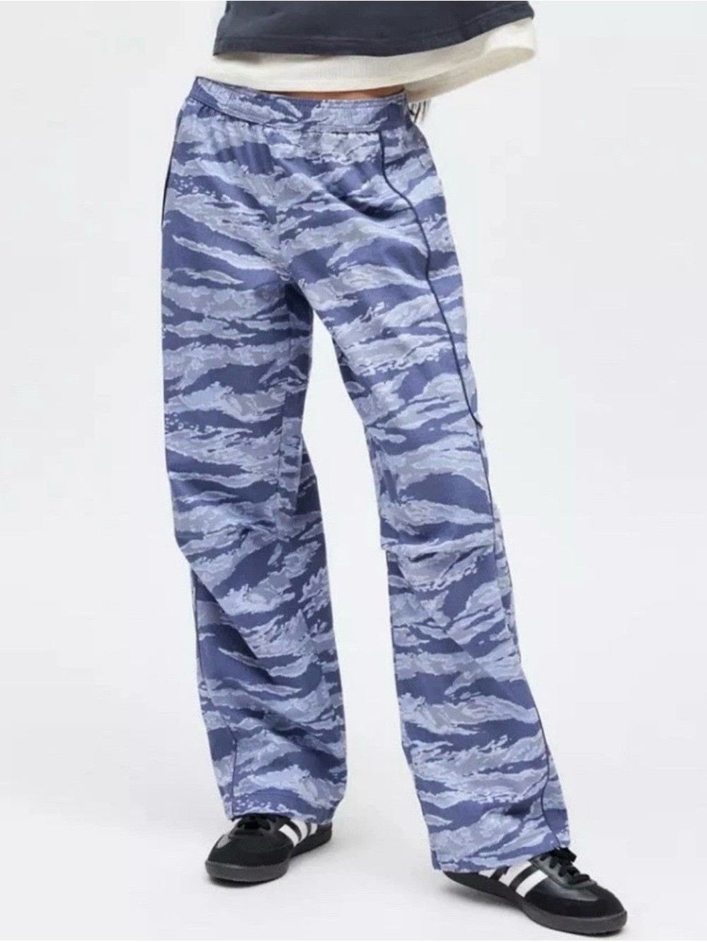 Urban Outfitters BDG Jess Ripstop Straight Leg Track Camo Blue Pants Military M